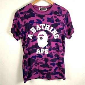 A BATHING APE Camo Tee Unisex Size S Purple Short Sleeve T-Shirt NWT